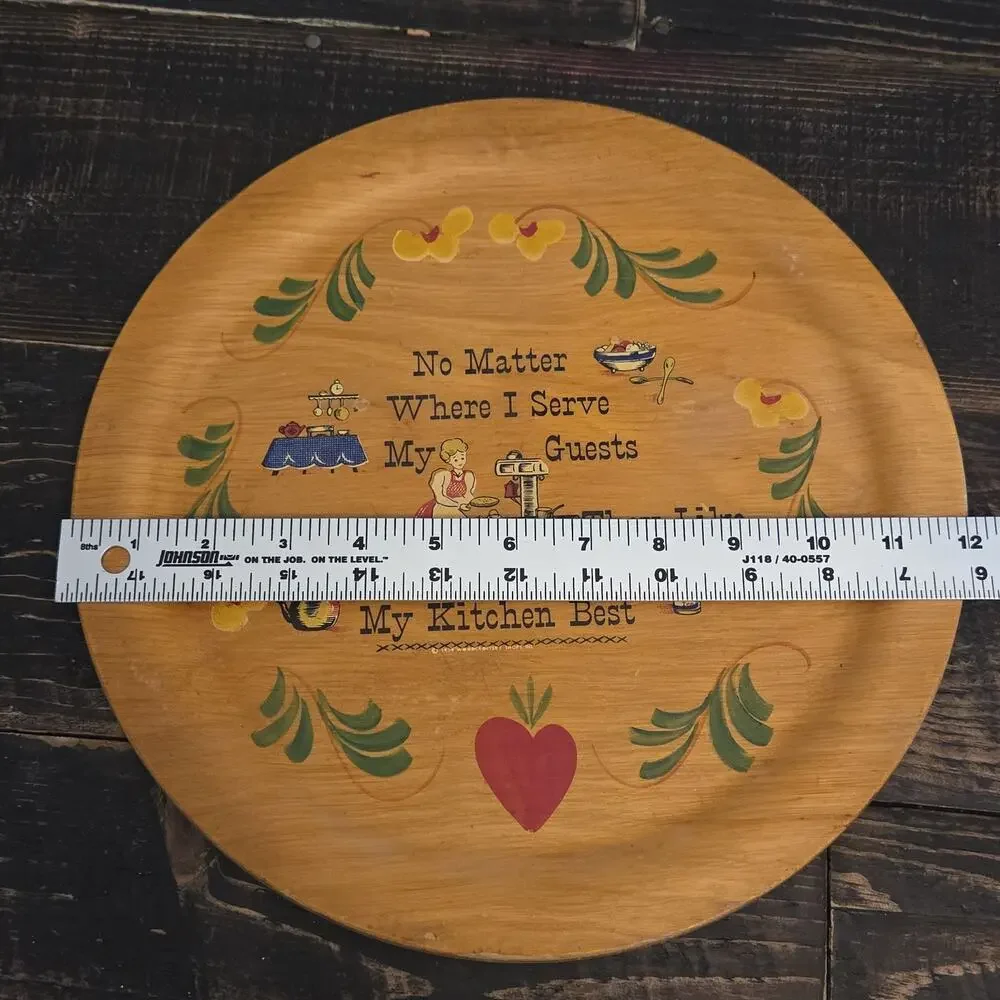 Vtg Woodcroftery Pennsylvania Dutch Like My Kitchen Best Wood Wall Sign Tray 12